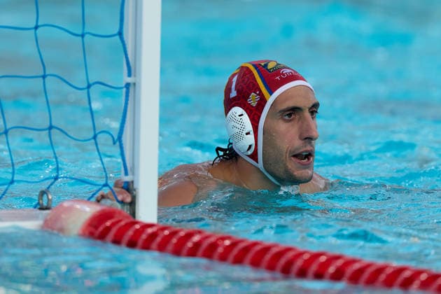 Unai Rubio Aguirre, goalkeeper of Zodiac CNAB looks on during the European Aquatics Men™s Water polo, Wasserball Champions League semi-final (SF1) match between Zodiac CNAB and FTC Telekom Waterpolo at the National Pool, Tal-Qroqq, Malta, on 11 June, 2026 Zodiac CNAB v FTC Telekom Waterpolo - Men™s Water Polo Men Champions League 2026 EA_CL_2026_MLT