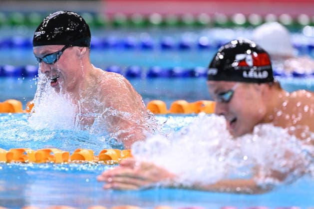 SWIMMING AUSTRALIAN TRIALS, Zac Stubblety-Cook (left) and Bailey Lello during the Men s 200m Breaststroke on day 5 of the 2026 Australian Swimming Trials at Sydney Olympic Park Aquatic Centre in Sydney, Friday, June 12, 2026. ( NO ARCHIVING, EDITORIAL USE ONLY SYDNEY NEW SOUTH WALES AUSTRALIA  Copyright: xDEANxLEWINSx 20260612135635012991