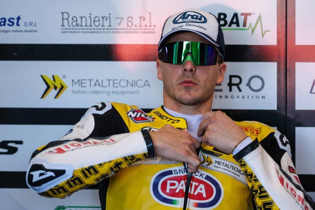 FIM SBK Superbike World Championship Pirelli Emilia Romagna Round 7 Free Practice 1 Misano Adriatico 12 06 2026 Lorenzo Baldassarri of ELF Marc VDS Racing Team with Ducati Panigale V4R seen during FIM SBK Superbike World Championship Pirelli Emilia Romagna Round 7 Free Practice 1 at Misano World Circuit Marco Simoncelli in Misano Adriatico, Italy Copyright: xBEAUTIFULxSPORTS Carabellix