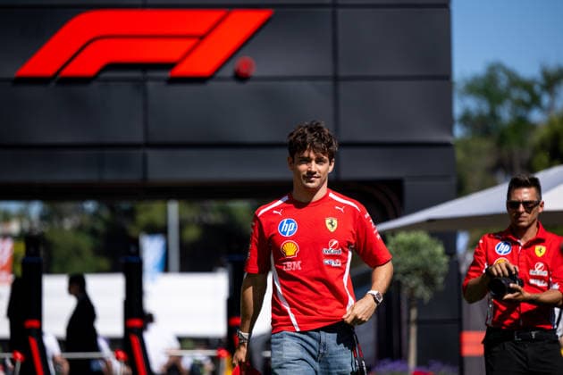 ESP, MSC Cruises Grand Prix of Barcelona Catalunya, Free Practice, Formula 1 World Championship Season 2026 12 06 2026, Circuit de Barcelona Catalunya, Barcelona, ESP, MSC Cruises Grand Prix of Barcelona Catalunya, Free Practice, Formula 1 World Championship Season 2026, pictured Charles Leclerc Scuderia Ferrari HP, Monaco, 16 in front of F1 branding, nordphotoxGmbHx xMemmler nph00005