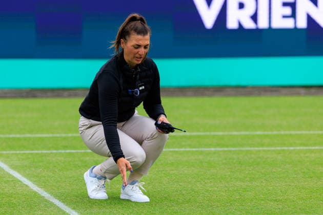 2026-06-12 - Libema Open 2026 ROSMALEN, NETHERLANDS - JUNE 12: Umpire Milica Savic during the Libema Open 2026 at Autotron on June 12, 2026 in Rosmalen, Netherlands Rosmalen Autotron Netherlands Content not available for redistribution in The Netherlands directly or indirectly through any third parties. Copyright: xMarcelxvanxPlateringenx