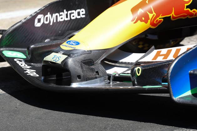 F1 - BARCELONA-CATALUNYA GRAND PRIX 2026 Visa Cash App RB F1 Team VCARB03, mechanical detail front wing aerodynamism, aerodynamic, aerodynamics during the Formula 1 Barcelona-Catalunya Grand Prix 2026, 7th round of the 2026 Formula One World Championship, WM, Weltmeisterschaft from June 12 to 14, 2026 on the Circuit de Barcelona-Catalunya, in Montmelo, Spain - MontmeloSpain  Copyright: xXavixBonillax