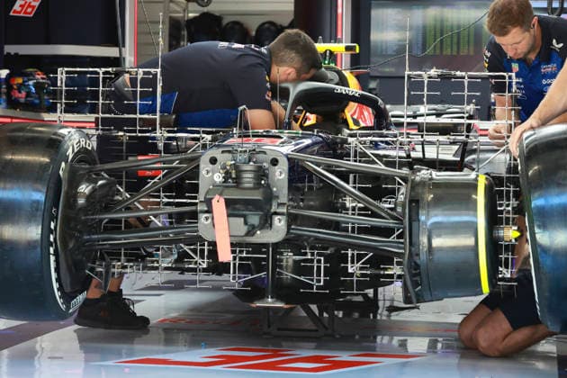 F1 - BARCELONA-CATALUNYA GRAND PRIX 2026 Red Bull Racing Ford RB22, mechanical detail sensors aerodynamism, aerodynamic, aerodynamics front suspension during the Formula 1 Barcelona-Catalunya Grand Prix 2026, 7th round of the 2026 Formula One World Championship, WM, Weltmeisterschaft from June 12 to 14, 2026 on the Circuit de Barcelona-Catalunya, in Montmelo, Spain - MontmeloSpain  Copyright: xXavixBonillax