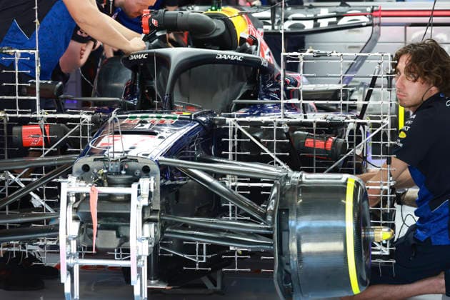 F1 - BARCELONA-CATALUNYA GRAND PRIX 2026 Red Bull Racing Ford RB22, mechanical detail sensors aerodynamism, aerodynamic, aerodynamics front suspension during the Formula 1 Barcelona-Catalunya Grand Prix 2026, 7th round of the 2026 Formula One World Championship, WM, Weltmeisterschaft from June 12 to 14, 2026 on the Circuit de Barcelona-Catalunya, in Montmelo, Spain - MontmeloSpain  Copyright: xXavixBonillax
