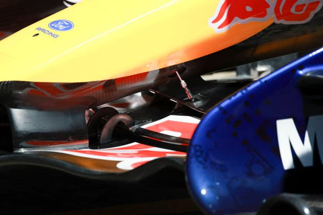 F1 - BARCELONA-CATALUNYA GRAND PRIX 2026 Red Bull Racing Ford RB22, mechanical detail front wing aerodynamism, aerodynamic, aerodynamics during the Formula 1 Barcelona-Catalunya Grand Prix 2026, 7th round of the 2026 Formula One World Championship, WM, Weltmeisterschaft from June 12 to 14, 2026 on the Circuit de Barcelona-Catalunya, in Montmelo, Spain - MontmeloSpain  Copyright: xXavixBonillax