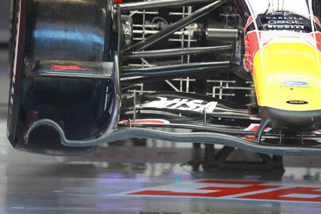 F1 - BARCELONA-CATALUNYA GRAND PRIX 2026 Red Bull Racing Ford RB22, mechanical detail front suspension front wing aerodynamism, aerodynamic, aerodynamics during the Formula 1 Barcelona-Catalunya Grand Prix 2026, 7th round of the 2026 Formula One World Championship, WM, Weltmeisterschaft from June 12 to 14, 2026 on the Circuit de Barcelona-Catalunya, in Montmelo, Spain - MontmeloSpain  Copyright: xXavixBonillax