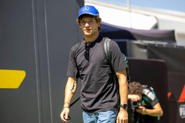 RECORD DATE NOT STATED 12th June 2026: Circuit de Barcelona-Catalunya, Barcelona, Spain; Formula One Barcelona Catalunya Grand Prix, Free Practice Day; Kimi Antonelli (12) of Italy and Mercedes-AMG PETRONAS Formula One Team arriving at the 2026 Grand Prix of Barcelona-Catalunya StephenxBlackberry