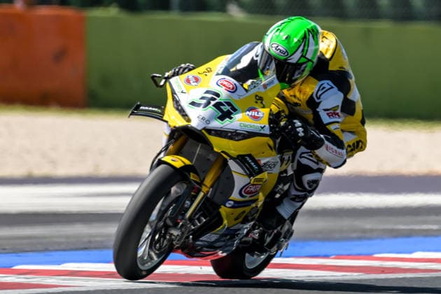 IPA85606331 - Lorenzo Baldassarri (ITA) of the Ducati Panigale V4R Team Goeleven during the Pirelli Emilia Romagna Round of the World Superbike (SBK) championship in Italy, June 12, 2026  Copyright: xAlessioxMarini IPAxSportx xx 85606331