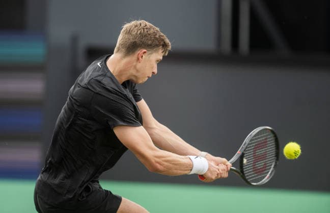 S-HERTOGENBOSCH, NETHERLANDS - JUNE 12: Thijs Boogaard of the Netherlands plays a backhand against Daniil Medvedev during their ATP, Tennis Herren Singles match at the LibÃ ma Open on June 12, 2026 at Autotron s-Hertogenbosch in s-Hertogenbosch, Netherlands. Credit: Andy Astfalck NurPhoto Netherlands Copyright: xAndyxAstfalckx