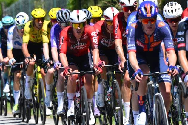 Tour Auvergne - Rhone-Alpes 2026 Stage 6 CREST-VOLAND, FRANCE - JUNE 12 : riders of team Lotto Intermarche during stage 6 of the 78th edition of Tour Auvergne - Rhone-Alpes an UCI World Tour 2.UWT cycling road race stage for Men Elite of 182.3 km with start in Saint-Vulbas and finish in Crest-Voland on June 12, 2026 in Crest-Voland, France, 12 06 2026 ( Motordriver Guy De Vuyst - Crest-Voland France  Copyright: xVincentxKalutx
