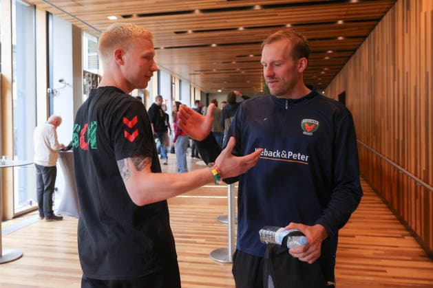 12 06 2026, xtgx, Handball, EHF Champions League, Media Day v l Magnus Saugstrup Magdeburg, 23 Lasse Andersson Berlin, 11 Cologne