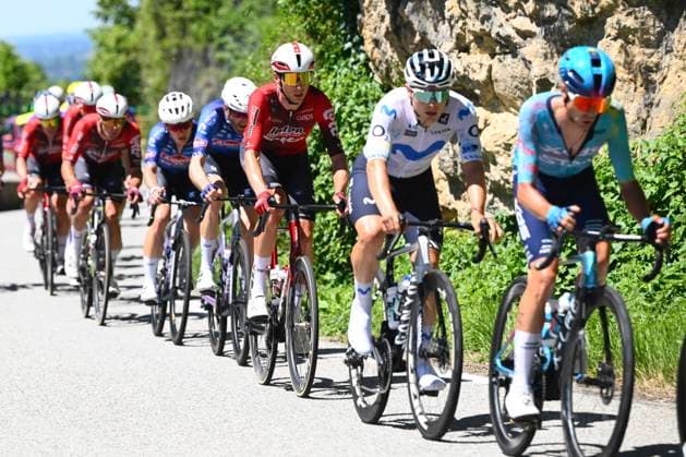Tour Auvergne - Rhone-Alpes 2026 Stage 6 CREST-VOLAND, FRANCE - JUNE 12 : riders of team Lotto Intermarche, Houle Hugo (CAN) of Alpecin - Premier Tech during stage 6 of the 78th edition of Tour Auvergne - Rhone-Alpes an UCI World Tour 2.UWT cycling road race stage for Men Elite of 182.3 km with start in Saint-Vulbas and finish in Crest-Voland on June 12, 2026 in Crest-Voland, France, 12 06 2026 ( Motordriver Guy De Vuyst - Crest-Voland France  Copyright: xVincentxKalutx