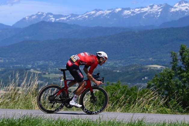 Tour Auvergne - Rhone-Alpes 2026 Stage 6 CREST-VOLAND, FRANCE - JUNE 12 : Kockelmann Mathieu (LUX) of Lotto Intermarche during stage 6 of the 78th edition of Tour Auvergne - Rhone-Alpes an UCI World Tour 2.UWT cycling road race stage for Men Elite of 182.3 km with start in Saint-Vulbas and finish in Crest-Voland on June 12, 2026 in Crest-Voland, France, 12 06 2026 ( Motordriver Guy De Vuyst - Crest-Voland France  Copyright: xVincentxKalutx