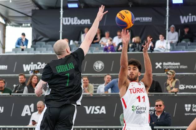 12.June. 2026 – Basketball – FIBA 3x3 World Tour Masters 2026-TUR vs IRL-Men-U23 NATIONS LEAGUE Oralkan (Türkiye) shooting the ball A1 Arena am Heumarkt A1 Arena am Heumarkt ,Vienna Vienna A1 Arena am Heumarkt AUSTRIA
