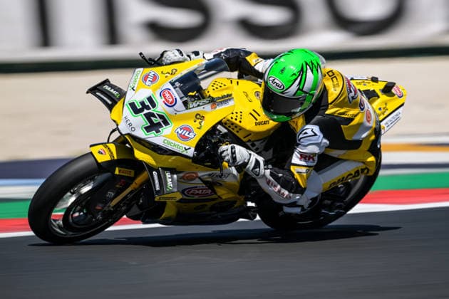 IPA85610293 - Lorenzo Baldassarri (ITA) of the Ducati Panigale V4R Team Goeleven during the Pirelli Emilia Romagna Round of the World Superbike (SBK) championship in Italy, June 12, 2026  Copyright: xAlessioxMarini IPAxSportx xx 85610293