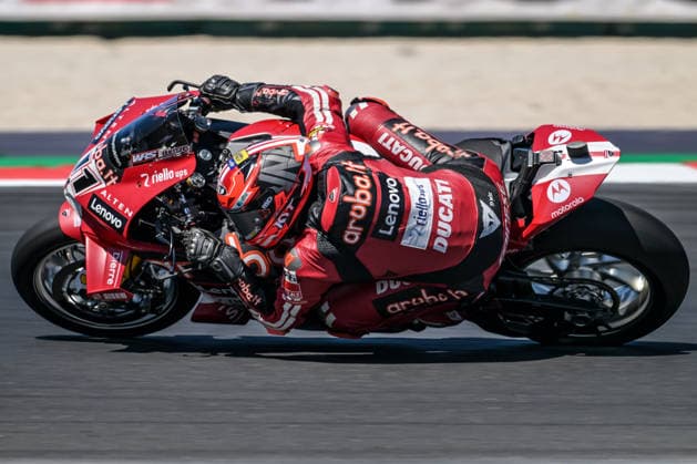 IPA85610429 - Nicolo Bulega ITA Ducati Panigale V4R Aruba.It Racing - Ducati rider waits in the pits during the Pirelli Emilia Romagna Round of the World Superbike Championship (SBK) in Italy, June 12, 2026  Copyright: xAlessioxMarini IPAxSportx xx 85610429