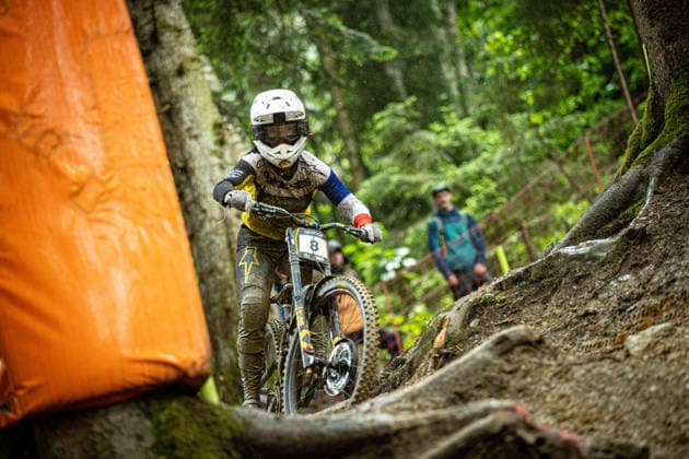Whoop UCI Mountain Bike World Series Leogang Downhill BOULADOU Lisa SANTA CRUZ BURGTEC BY GOODMANat Whoop UCI Mountain Bike World Series Leogang Downhill, 12 06 2026,in Leogang,AUT Photo Sebastian Sternemann