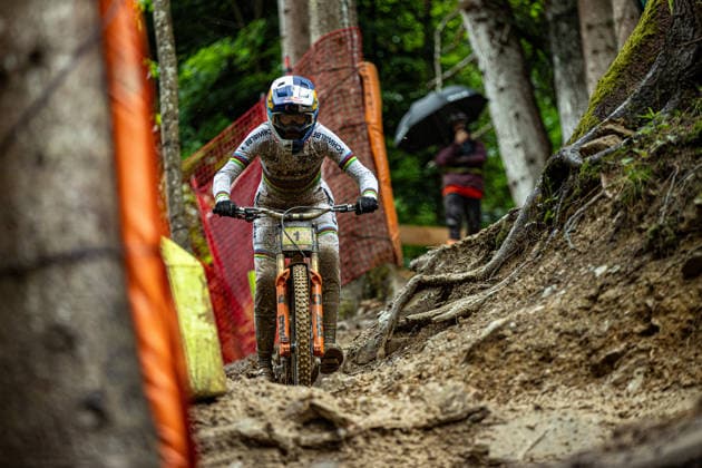 Whoop UCI Mountain Bike World Series Leogang Downhill ZIERL Rosa CUBE FACTORY RACINGat Whoop UCI Mountain Bike World Series Leogang Downhill, 12 06 2026,in Leogang,AUT Photo Sebastian Sternemann