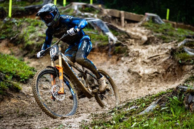 Whoop UCI Mountain Bike World Series Leogang Downhill MAPLES Dylan PIVOT FACTORY RACINGat Whoop UCI Mountain Bike World Series Leogang Downhill, 12 06 2026,in Leogang,AUT Photo Sebastian Sternemann