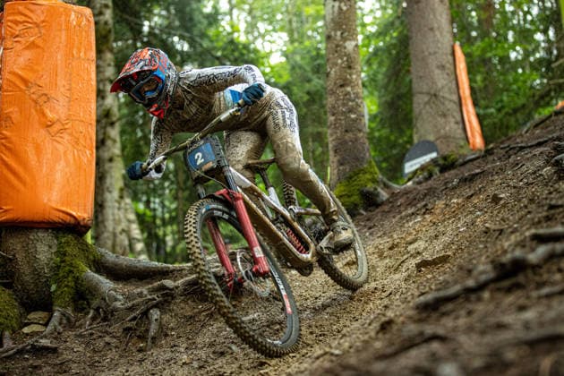 Whoop UCI Mountain Bike World Series Leogang Downhill BAUMANN Lisa COMMENCAL SCHWALBE BY LES ORRESat Whoop UCI Mountain Bike World Series Leogang Downhill, 12 06 2026,in Leogang,AUT Photo Sebastian Sternemann