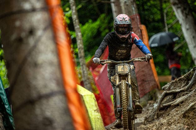 Whoop UCI Mountain Bike World Series Leogang Downhill DEAVOLL Indy STOIC RACINGat Whoop UCI Mountain Bike World Series Leogang Downhill, 12 06 2026,in Leogang,AUT Photo Sebastian Sternemann