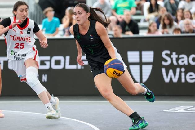 12.June. 2026 – Basketball – FIBA 3x3 World Tour Masters 2026-TUR vs IRL-women-U23 NATIONS LEAGUE IRL Player is dribbles inside A1 Arena am Heumarkt A1 Arena am Heumarkt ,Vienna Vienna A1 Arena am Heumarkt AUSTRIA