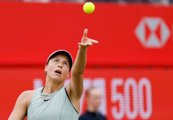 RECORD DATE NOT STATED 12th June 2026; HSBC Championships, Queens Club, West Kensington, London, England; HSBC Championships Tennis, Day Three; Tatjana Maria (GER) serves to Elena Rybakina (UZB) HongboxChen