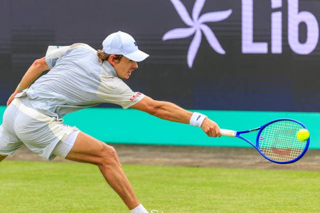 2026-06-12 - Libema Open 2026 ROSMALEN, NETHERLANDS - JUNE 12: Alex de Minaur of Australia during the Libema Open 2026 at Autotron on June 12, 2026 in Rosmalen, Netherlands Rosmalen Autotron Netherlands Content not available for redistribution in The Netherlands directly or indirectly through any third parties. Copyright: xMarcelxvanxPlateringenx