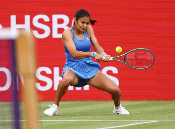 2026 HSBC Tennis Championships, Queens Club, London, UK - 12 06 2026 Emma Raducanu (GBR) in action during her second round match against Sorana Cristea (ROU) in the HSBC 2026 Championships at Queens Club in London London Queens Club London GBR Copyright: xMarkxGreenwoodx