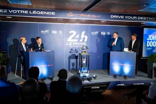 24 HEURES DU MANS 2026 - FRIDAY DOONAN John, president of IMSA, MILLE Richard (fra), PrÃ sident ot the FIA Endurance Commission, portrait, FILLON Pierre (fra), President of ACO, portrait, during the 24 Hours of Le Mans 2026, 4th round of the 2026 FIA World Endurance Championship, on June 12, 2026 on the Circuit des 24 Heures du Mans in Le Mans, France - Le MansFrance  Copyright: xFabrizioxBoldonix