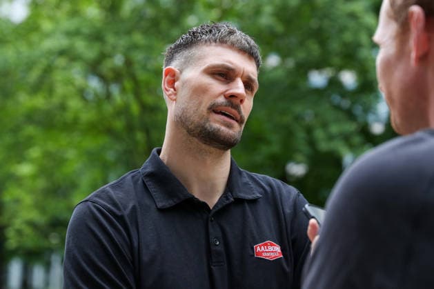 12 06 2026, xgox, Handball EHF Champions League Media Day and final training emspor, v l Martin Larsen Aalborg, 15 Cologne