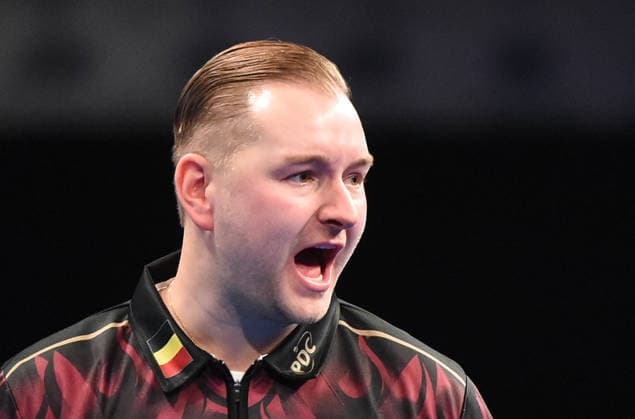 12 06 2026, xhbx, Dart World Cup of Darts 2026, v l Dimitri Van den Bergh Belgium DFL DFB REGULATIONS PROHIBIT ANY USE OF PHOTOGRAPHS as IMAGE SEQUENCES and or QUASI VIDEO Frankfurt