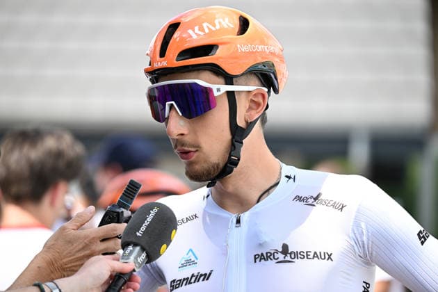 Tour Auvergne - Rhone-Alpes 2026 Stage 6 EF Education - French EasyPost rider Alex Baudin, wearing the white jersey of best young rider. during the 6th stage of the Tour Auvergne-Rhone-Alpes cycling race , 182,3km between Saint-Vulbas and Crest-Voland in the French Alps on June 12, 2026. SAINT VULBASFrance  Copyright: xMouradxAllilix
