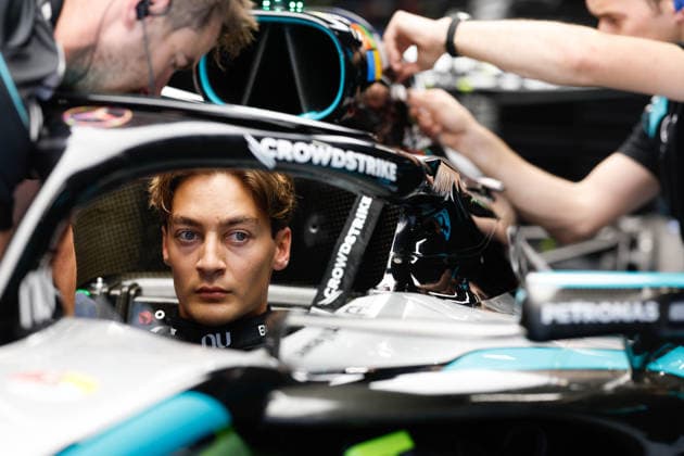 RUSSELL George gbr , Mercedes AMG F1 Team W17, portrait during the Formula 1 Barcelona Catalunya Grand Prix 2026, 7th round of the 2026 Formula One World Championship from June 12 to 14, 2026 on the Circuit de Barcelona Catalunya, in Montmelo, Spain Photo Hoch Zwei Montmelo Spain