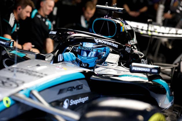 RUSSELL George gbr , Mercedes AMG F1 Team W17, portrait during the Formula 1 Barcelona Catalunya Grand Prix 2026, 7th round of the 2026 Formula One World Championship from June 12 to 14, 2026 on the Circuit de Barcelona Catalunya, in Montmelo, Spain Photo Hoch Zwei Montmelo Spain