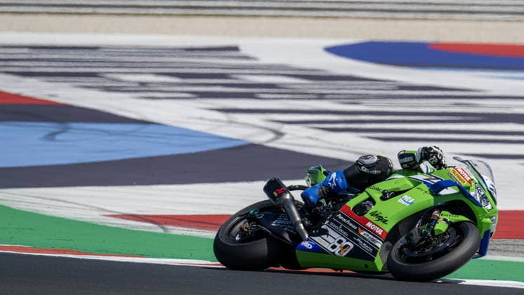 IPA85614212 - No. 31 Garrett Gerloff (USA) on a Kawasaki ZX-10RR for the Kawasaki WorldSBK Team during the Pirelli Emilia Romagna Round of the World Superbike Championship (SBK) in Italy, June 12, 2026  Copyright: xOttoxMoretti IPAxSportx xx 85614212