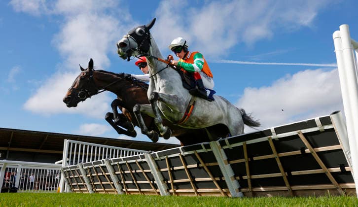 Newton Abbot Races, Newton Abbot, UK - 12 June 2026 Race winner, Lady Kara ridden by Rian Corcoran (nearside) jumps with Colegram ridden by Harry Skelton (farside). Race 1 - 17:13 Newton Abbot - Alzheimer s Society Mares Novices Hurdle (GBB Race) (Class 4) at Newton Abbot Racecourse, Newton Abbot, Devon, England - Newton Abbot Newton Abbot Racecourse Devon England Copyright: xPhilxMingo PPAUKx PPA-280665