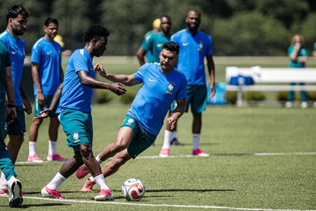 Treino da Seleção Brasileira NOVA JERSEY, NJ - 11.06.2028: TREINO DA SELEcaO BRASILEIRA - Casemiro during the last training session of the Brazilian national team, Nationalteam held at Columbia Park Training Facility, in Morristown, New Jersey, United States, this Friday (12), in preparation for the match against Morocco for the 2026 FIFA World Cup, WM, Weltmeisterschaft, Fussball (Photo: Danilo Fernandes Fotoarena) x2960574x  DaniloxFernandes