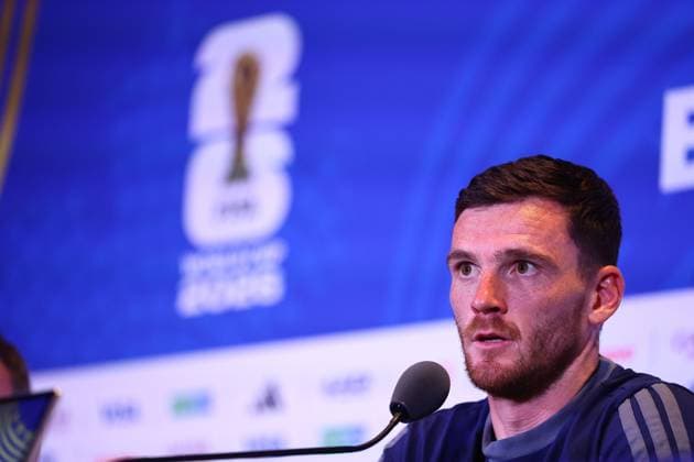 Andy Robertson of Scotland Scotland press conference, PK, Pressekonferenz 2026 FIFA World Cup, WM, Weltmeisterschaft, Fussball Football, Boston Stadium, Foxborough, Massachusetts, USA - 12 Jun 2026Foxborough Boston Stadium Massachusetts (MA) United States of America EDITORIAL USE ONLY No use with unauthorised audio, video, data, fixture lists, club league logos or live services. Online in-match use limited to 120 images, no video emulation. No use in betting, games or single club league player publications.  Copyright: xMichaelxZemanek Shutterstockx 16919998t