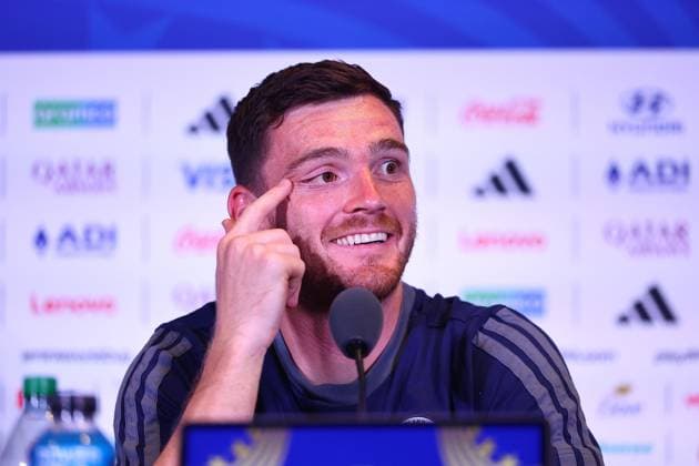 Andy Robertson of Scotland Scotland press conference, PK, Pressekonferenz 2026 FIFA World Cup, WM, Weltmeisterschaft, Fussball Football, Boston Stadium, Foxborough, Massachusetts, USA - 12 Jun 2026Foxborough Boston Stadium Massachusetts (MA) United States of America EDITORIAL USE ONLY No use with unauthorised audio, video, data, fixture lists, club league logos or live services. Online in-match use limited to 120 images, no video emulation. No use in betting, games or single club league player publications.  Copyright: xMichaelxZemanek Shutterstockx 16919998p