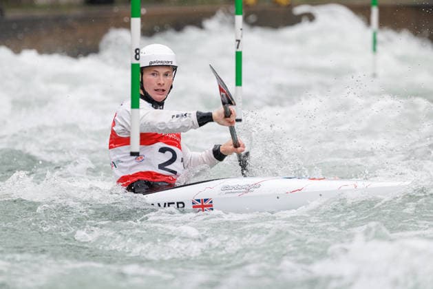 Sam Leaver GBR at ICF CANOE SLALOM WORLD CUP, Canoeing, Men, Kayak, 2026, on 12 06 2026 in Augsburg, Eiskanal Bayern Germany