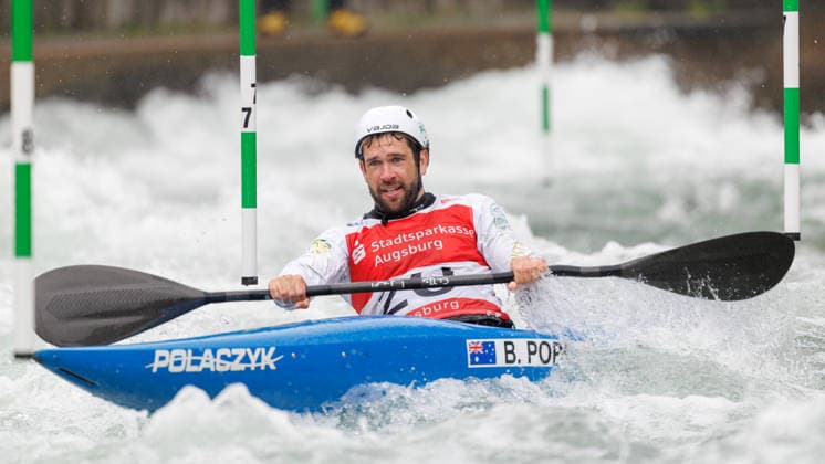 Benjamin Pope AUS at ICF CANOE SLALOM WORLD CUP, Canoeing, Men, Kayak, 2026, on 12 06 2026 in Augsburg, Eiskanal Bayern Germany