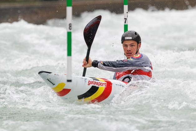 Gabriel De Coster BEL at ICF CANOE SLALOM WORLD CUP, Canoeing, Men, Kayak, 2026, on 12 06 2026 in Augsburg, Eiskanal Bayern Germany