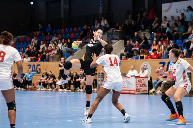 U20 Women National Team Germany GER vs U20 Women National Team France FRA , Handball, Four Nations Tournament, 12 6 2026, Season 2025 2026, Hanover Marlene Tucholke Germany U20 Women, 20, plays at HC Leipzig in goal throw Hanover Sports Center Vinnhorst Germany