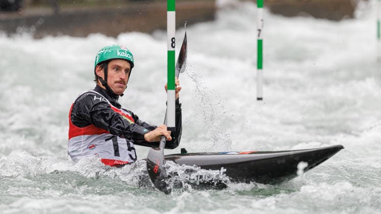 Mario Leitner AUT at ICF CANOE SLALOM WORLD CUP, Canoeing, Men, Kayak, 2026, on 12 06 2026 in Augsburg, Eiskanal Bayern Germany