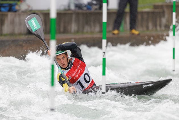 Felix Oschmautz AUT at ICF CANOE SLALOM WORLD CUP, Canoeing, Men, Kayak, 2026, on 12 06 2026 in Augsburg, Eiskanal Bayern Germany