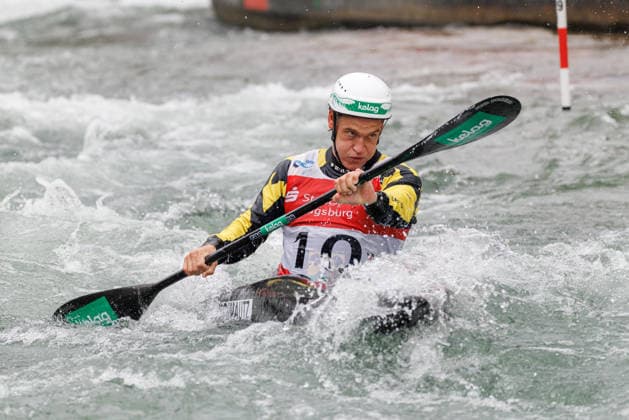 Felix Oschmautz AUT at ICF CANOE SLALOM WORLD CUP, Canoeing, Men, Kayak, 2026, on 12 06 2026 in Augsburg, Eiskanal Bayern Germany