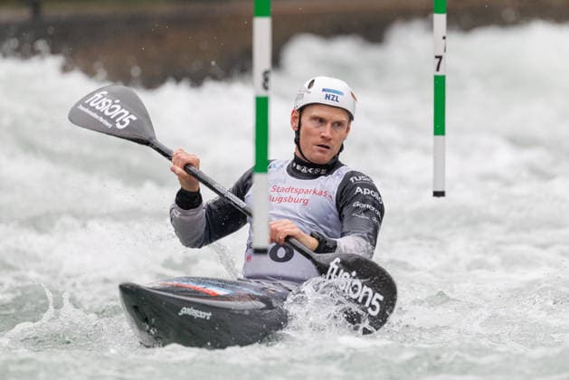 Finn Butcher NZL at ICF CANOE SLALOM WORLD CUP, Canoeing, Men, Kayak, 2026, on 12 06 2026 in Augsburg, Eiskanal Bayern Germany