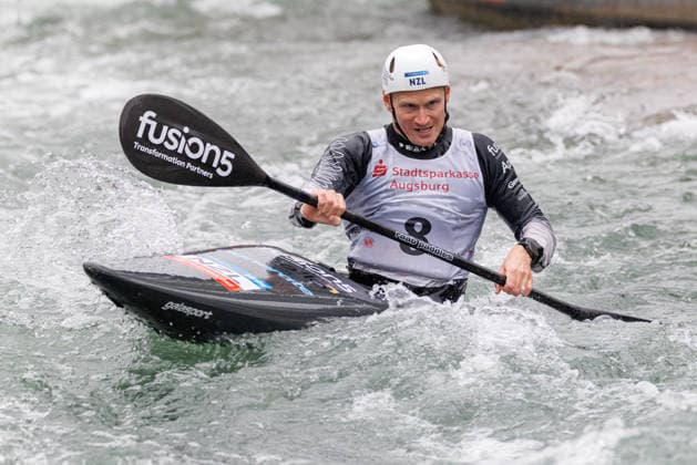 Finn Butcher NZL at ICF CANOE SLALOM WORLD CUP, Canoeing, Men, Kayak, 2026, on 12 06 2026 in Augsburg, Eiskanal Bayern Germany