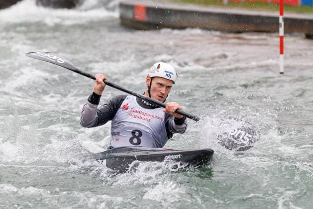 Finn Butcher NZL at ICF CANOE SLALOM WORLD CUP, Canoeing, Men, Kayak, 2026, on 12 06 2026 in Augsburg, Eiskanal Bayern Germany